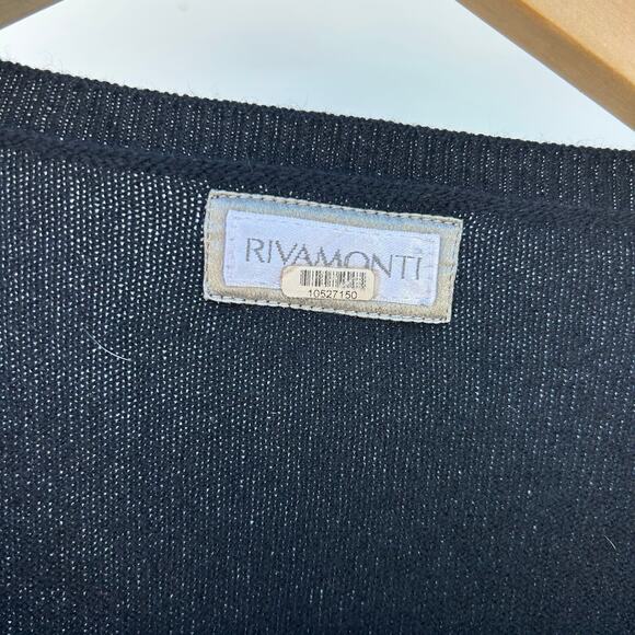 Rivamonti By Brunello Cucinelli Wool Silk Knit V-Neck Sweater Black Small - Picture 3 of 9